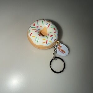 New Dunkin Rewards Soft Squishy White Frosted Donut Keychain
